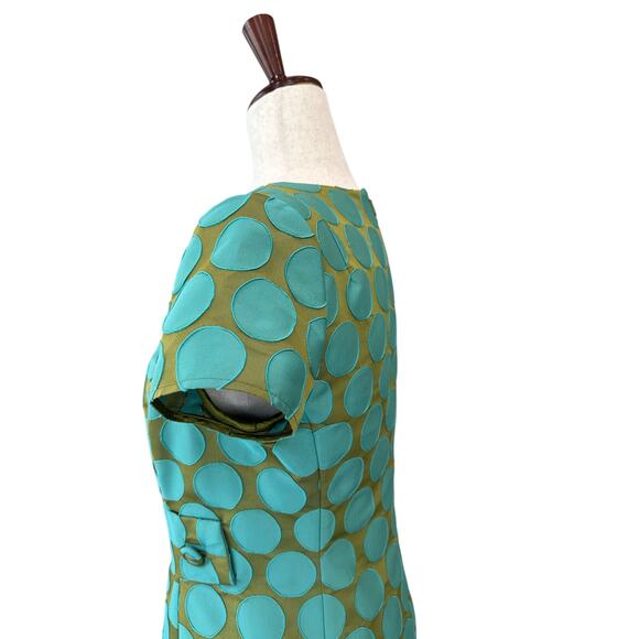 Boden Jacquard Green Teal Polka Dot Spot Dress - US 4 - Picture 4 of 14